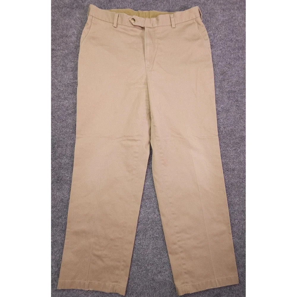 Jos. A. Bank Pants Mens 36x30 Beige Traveler Tailored Fit Flat Front 100% Cotton